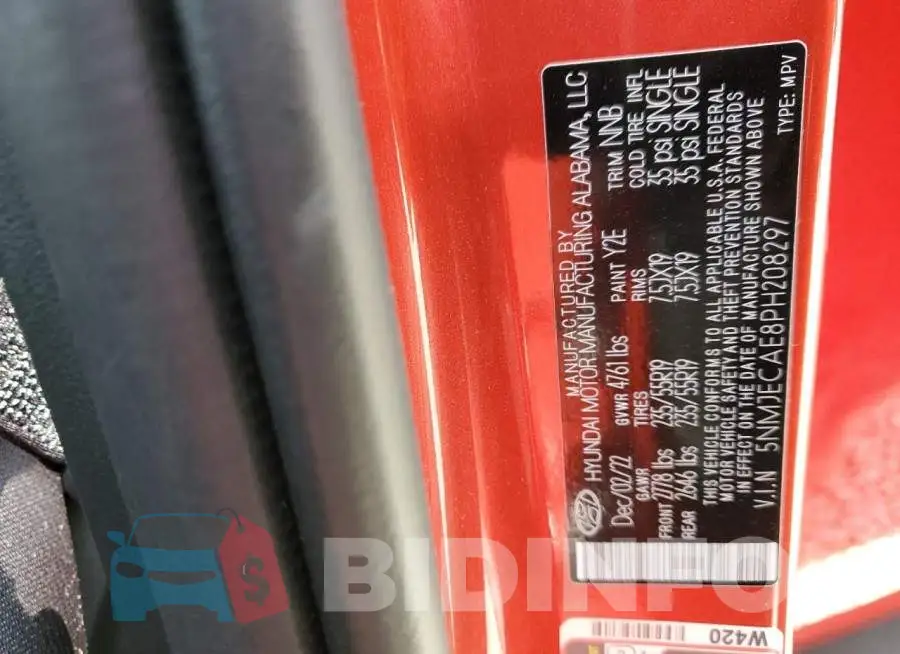 5NMJECAE8PH208297 Photo# 13