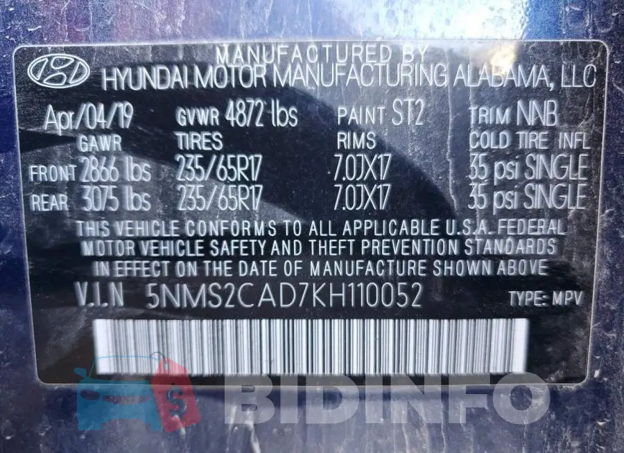 5NMS2CAD7KH110052 Photo# 13