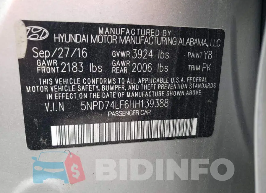 5NPD74LF6HH139388 Photo# 12