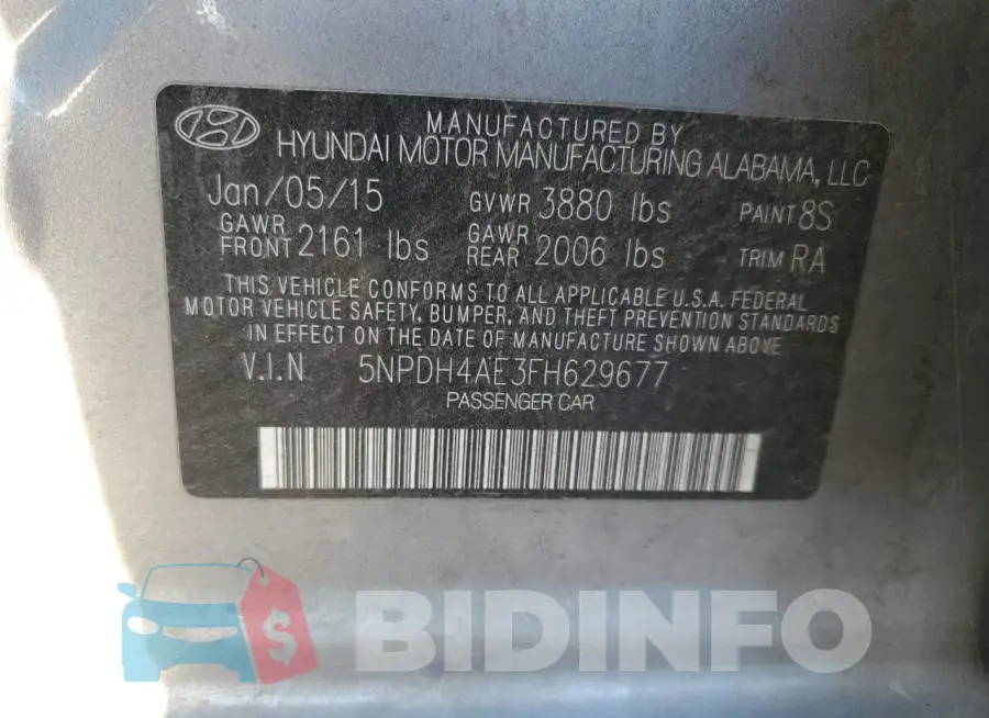 5NPDH4AE3FH629677 Photo# 13