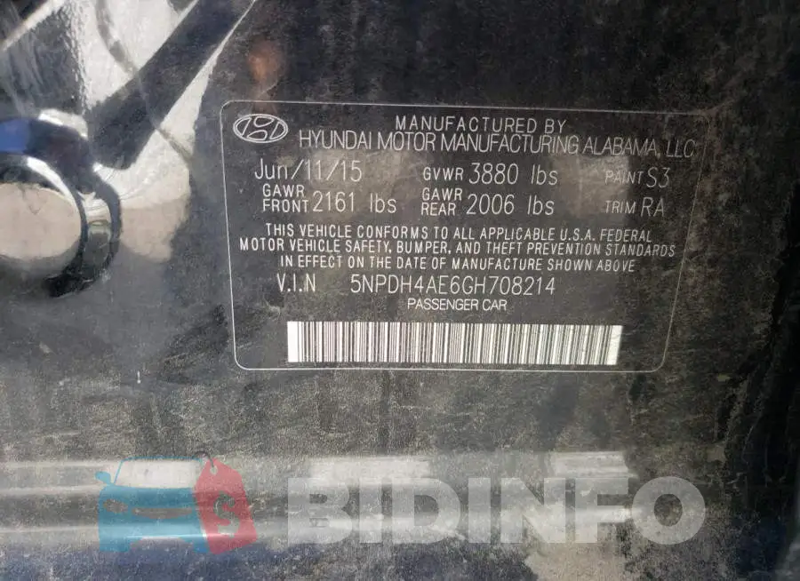 5NPDH4AE6GH708214 Photo# 12