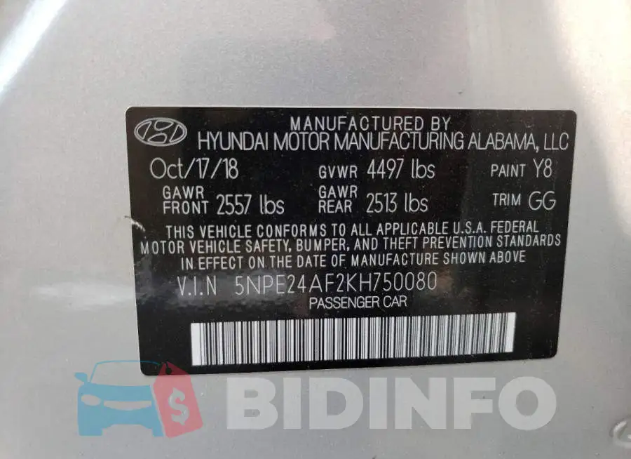 5NPE24AF2KH750080 Photo# 12