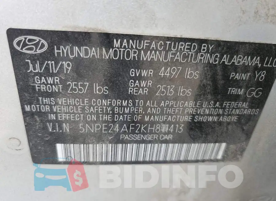 5NPE24AF2KH811413 Photo# 12
