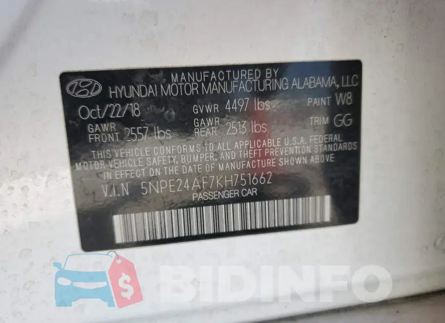 5NPE24AF7KH751662 Photo# 12