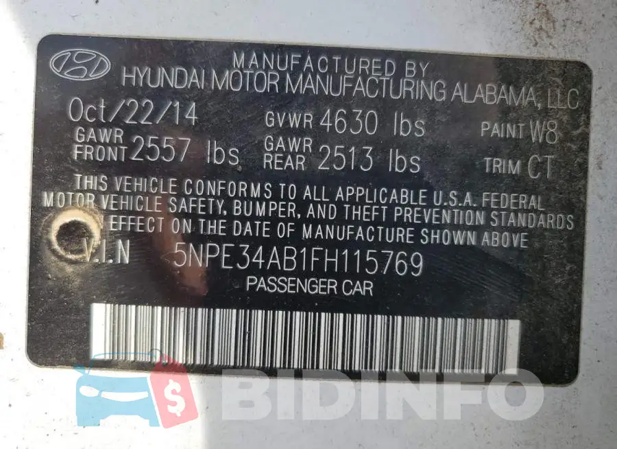 5NPE34AB1FH115769 Photo# 12