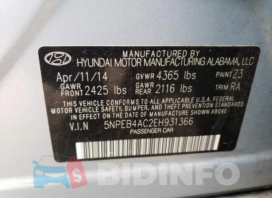 5NPEB4AC2EH931366 Photo# 12