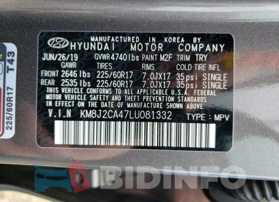 KM8J2CA47LU081332 Photo# 12