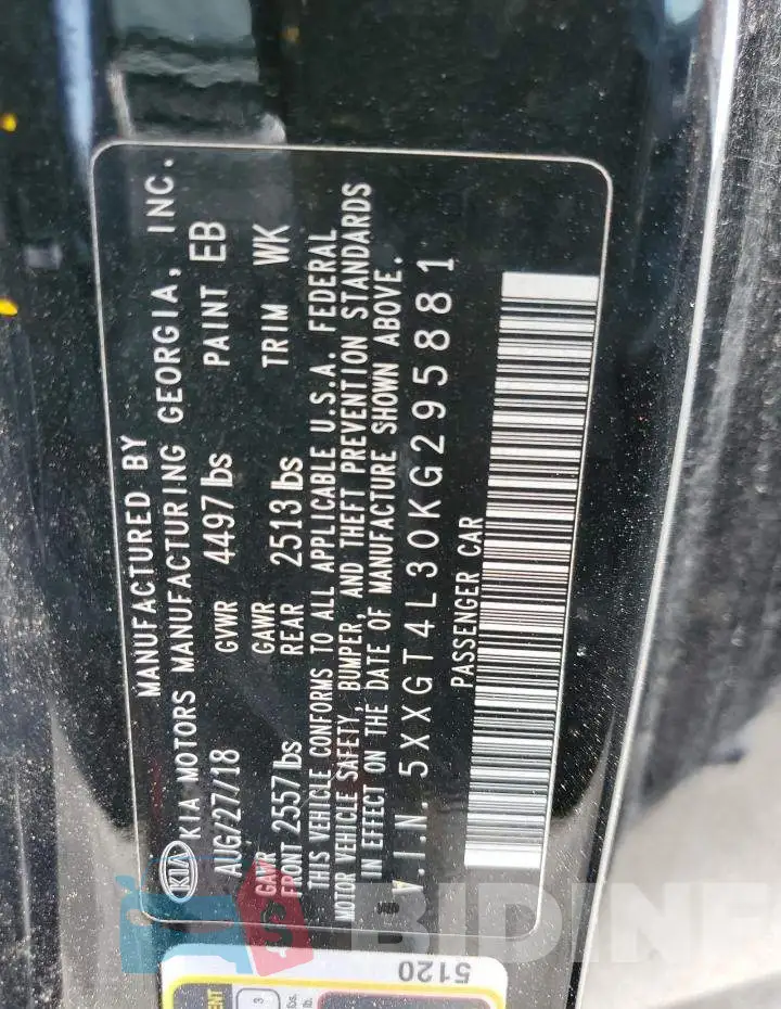 5XXGT4L30KG295881 Photo# 13