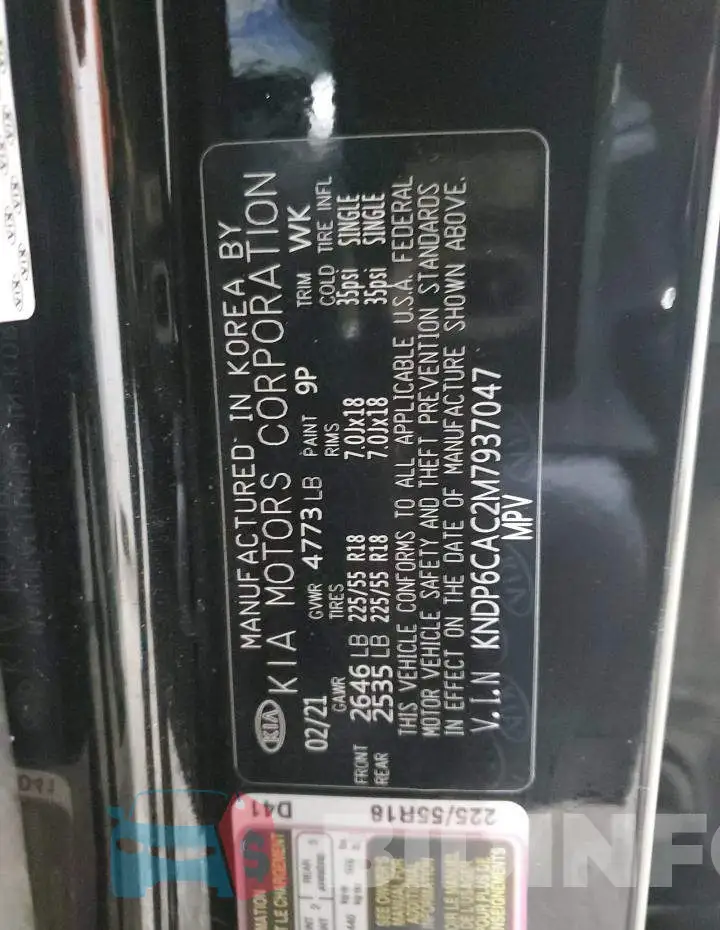 KNDP6CAC2M7937047 Photo# 14