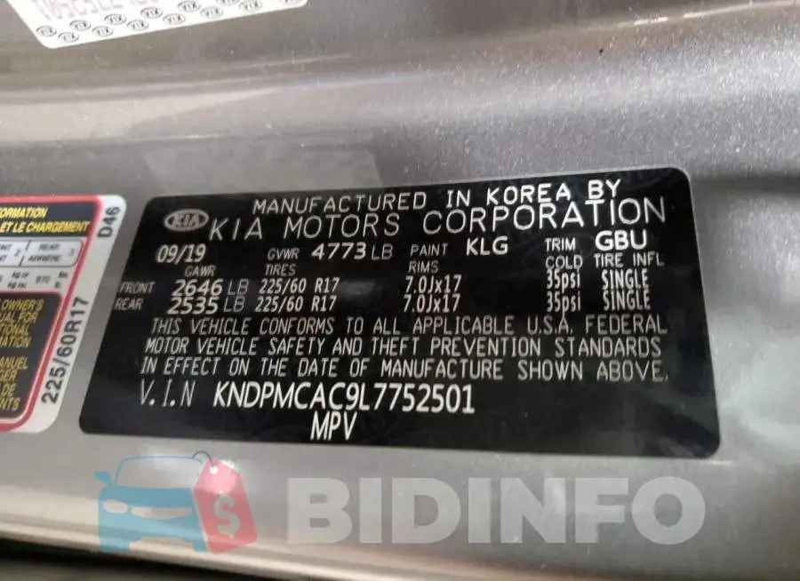 KNDPMCAC9L7752501 Photo# 13