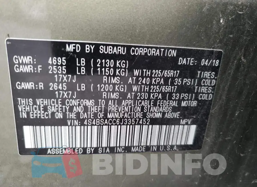 4S4BSACC6J3357452 Photo# 12