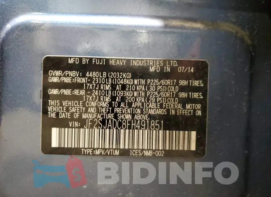 JF2SJADC8FH491851 Photo# 12