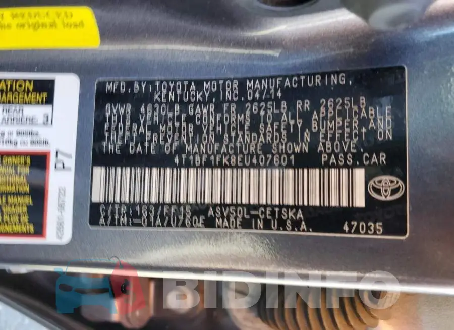 4T1BF1FK8EU407601 Photo# 12