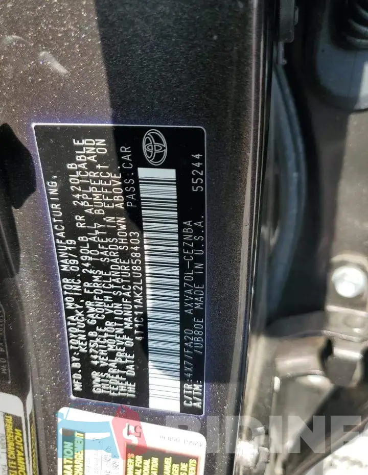 4T1C11AK2LU858403 Photo# 12