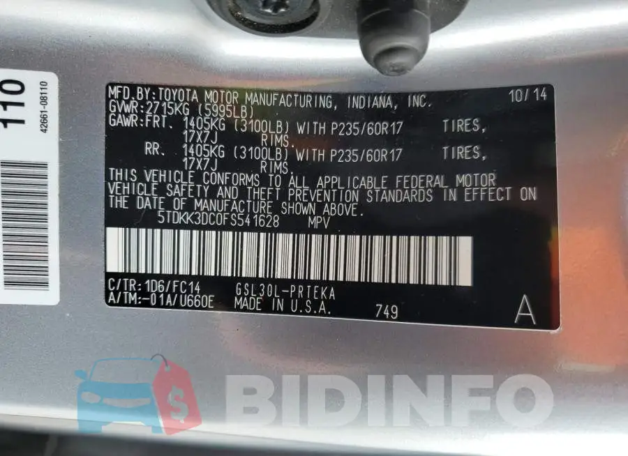 5TDKK3DC0FS541628 Photo# 13