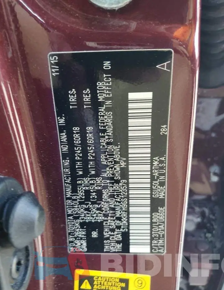 5TDKKRFH9GS123579 Photo# 14