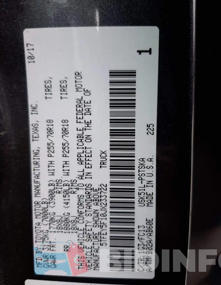5TFEY5F10JX233722 Photo# 12