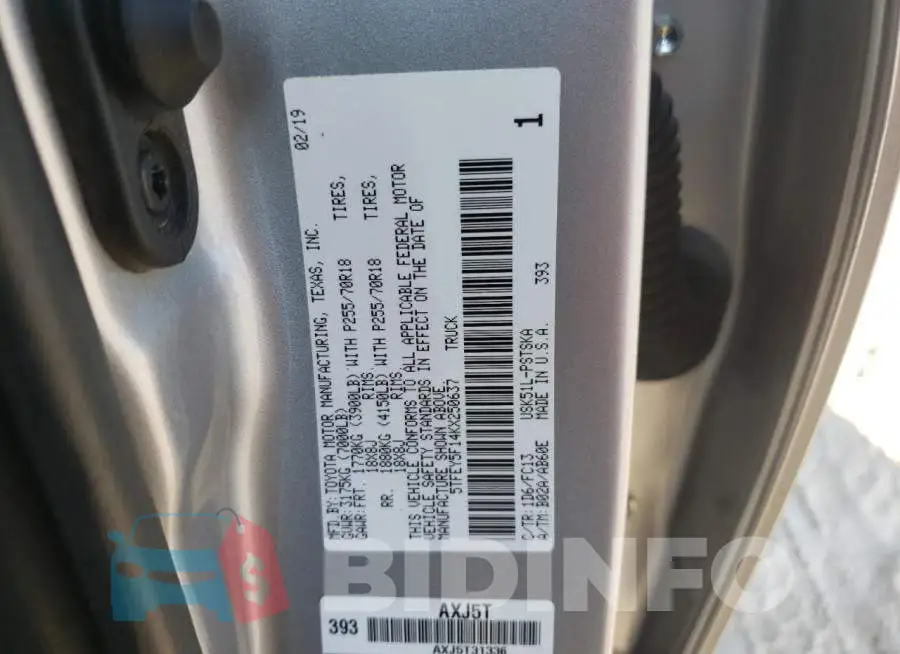 5TFEY5F14KX250637 Photo# 13