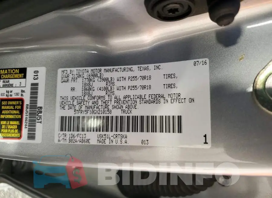5TFRY5F10GX210158 Photo# 12