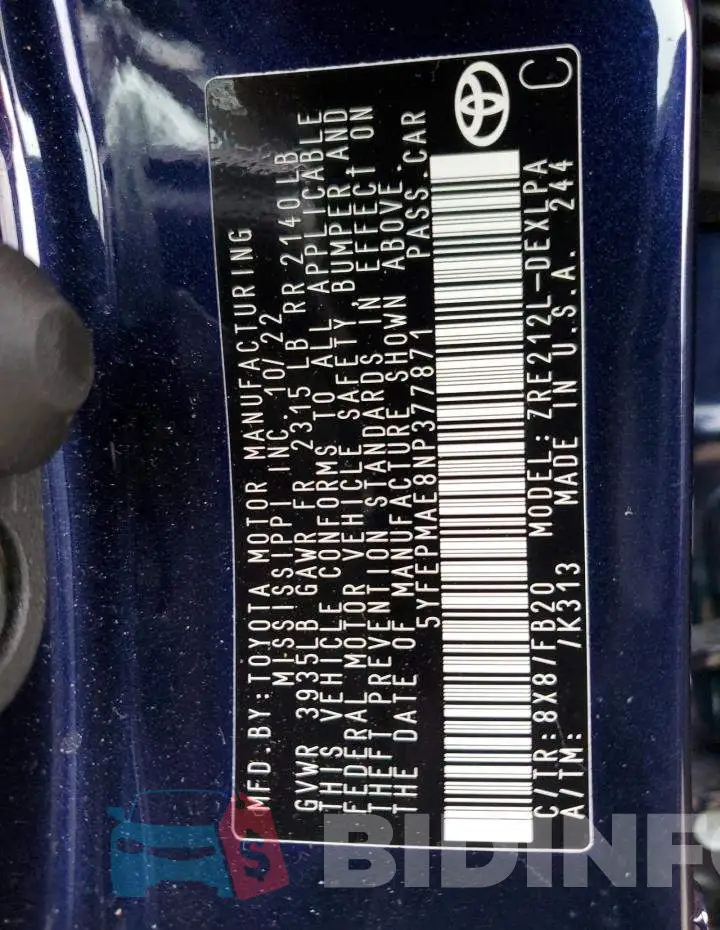 5YFEPMAE8NP377871 Photo# 13