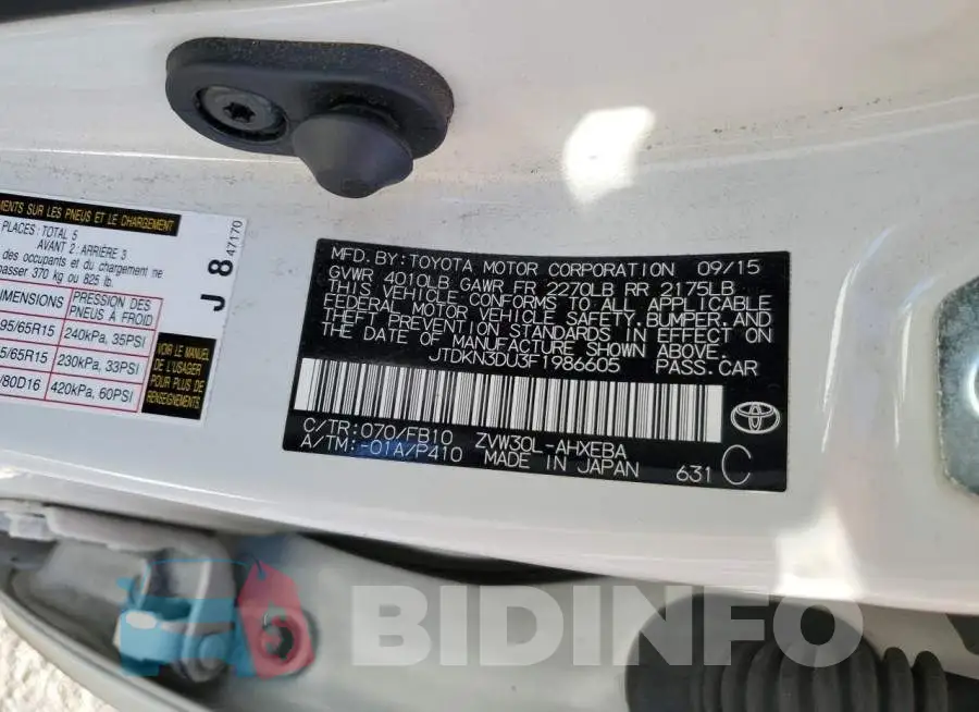 JTDKN3DU3F1986605 Photo# 12