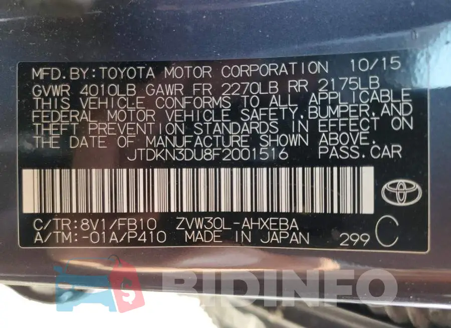 JTDKN3DU8F2001516 Photo# 12