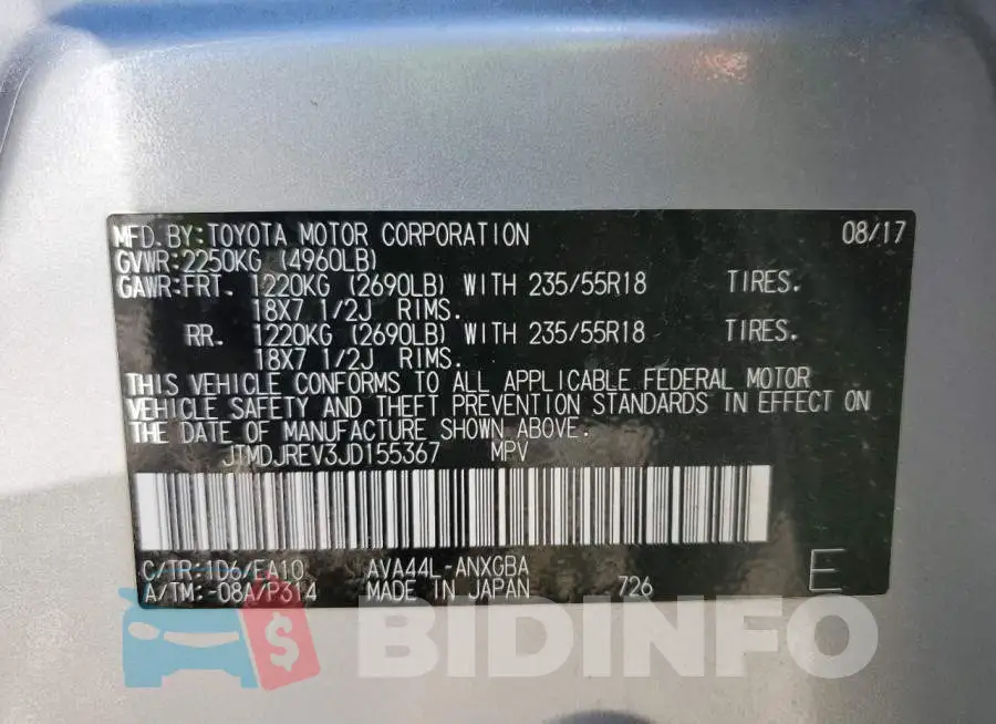 JTMDJREV3JD155367 Photo# 14