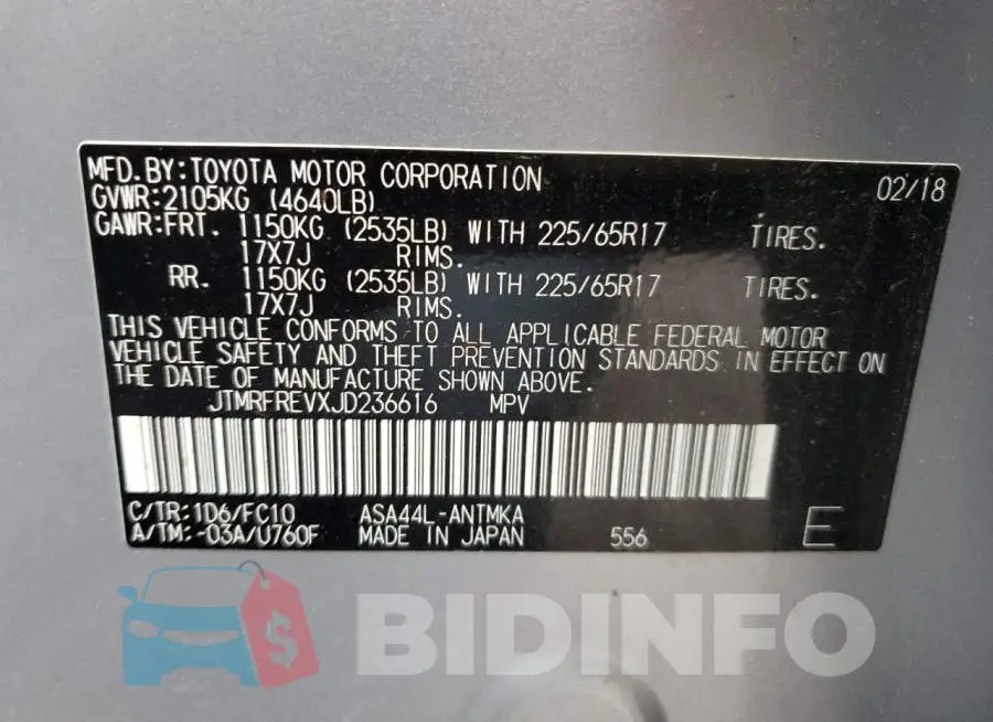 JTMRFREVXJD236616 Photo# 12