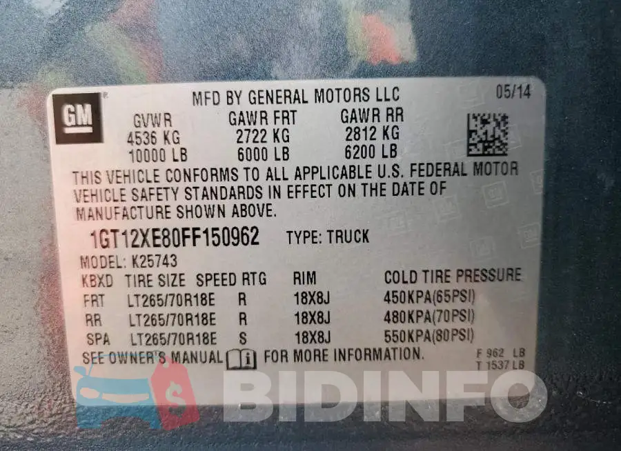1GT12XE80FF150962 Photo# 13
