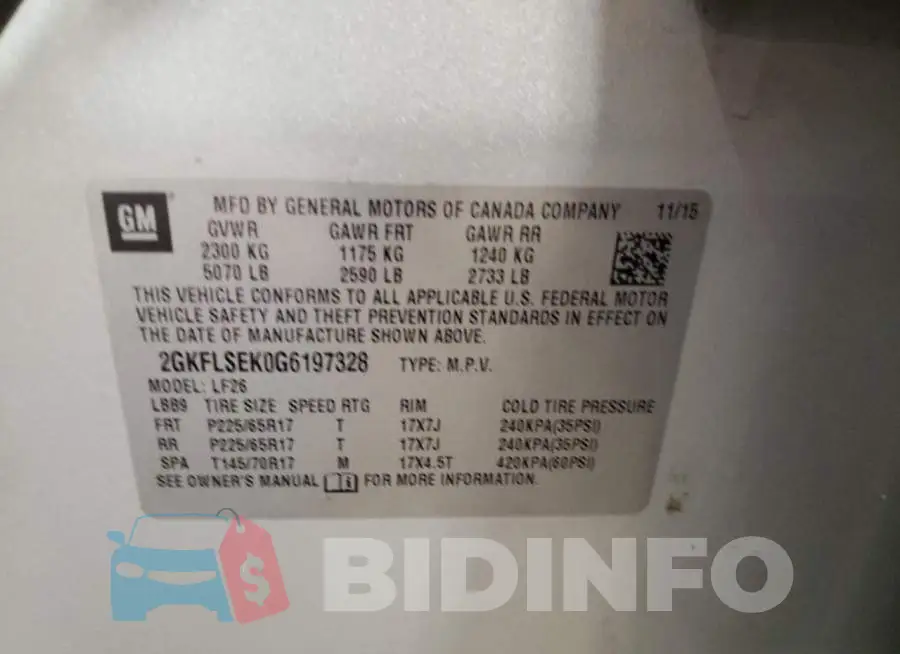 2GKFLSEK0G6197328 Photo# 12