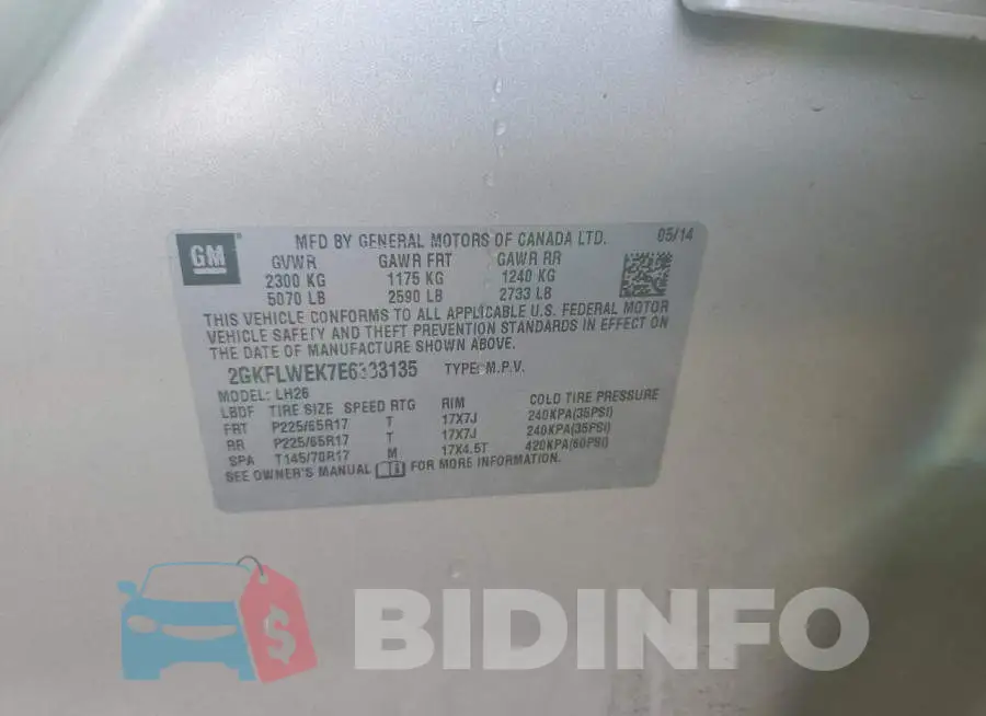 2GKFLWEK7E6333135 Photo# 13