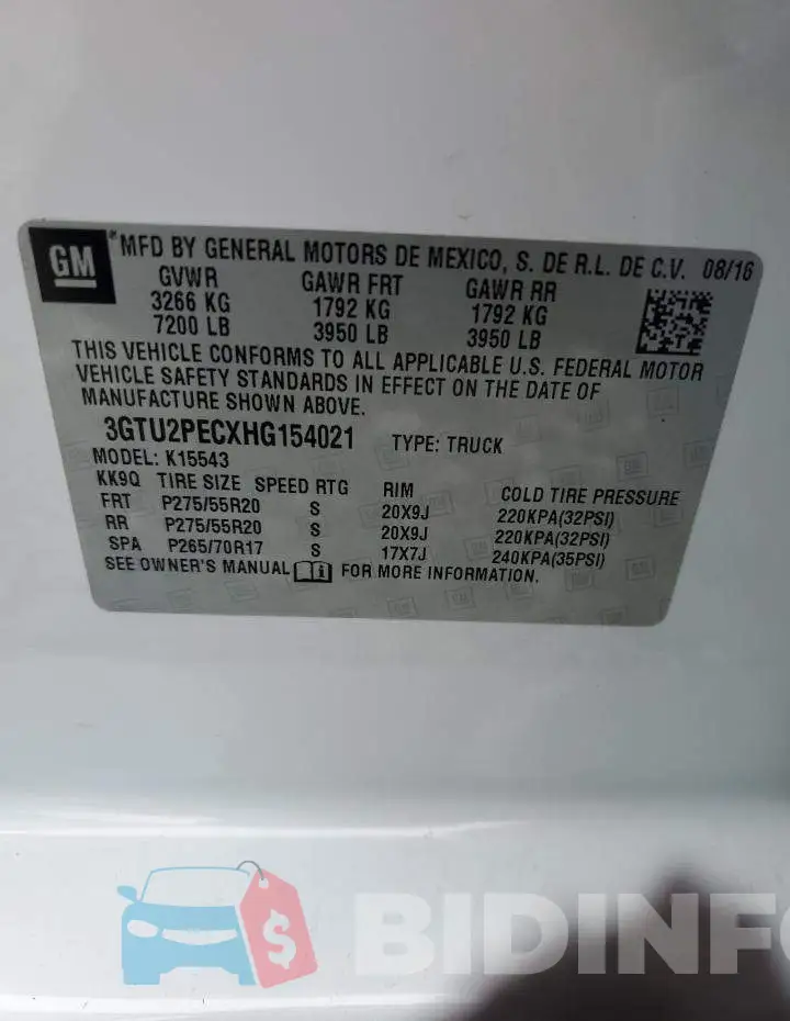 3GTU2PECXHG154021 Photo# 12
