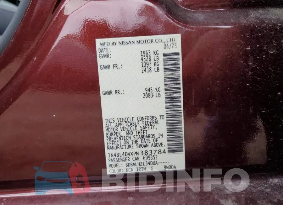 1N4BL4DVXPN383784 Photo# 12