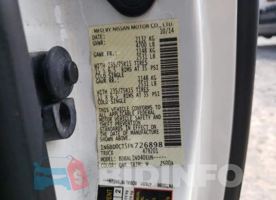 1N6BD0CT5FN726898 Photo# 13
