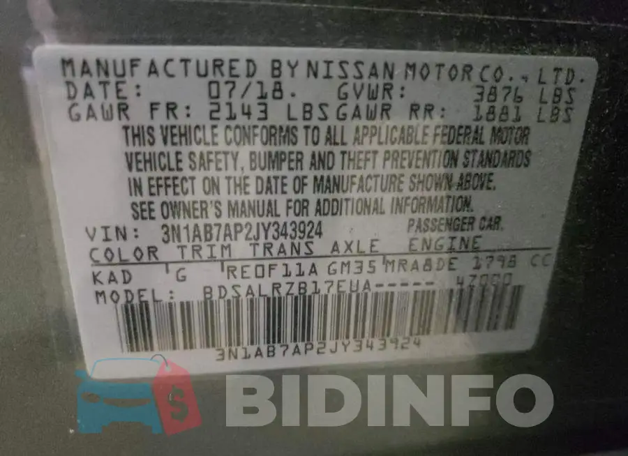 3N1AB7AP2JY343924 Photo# 13