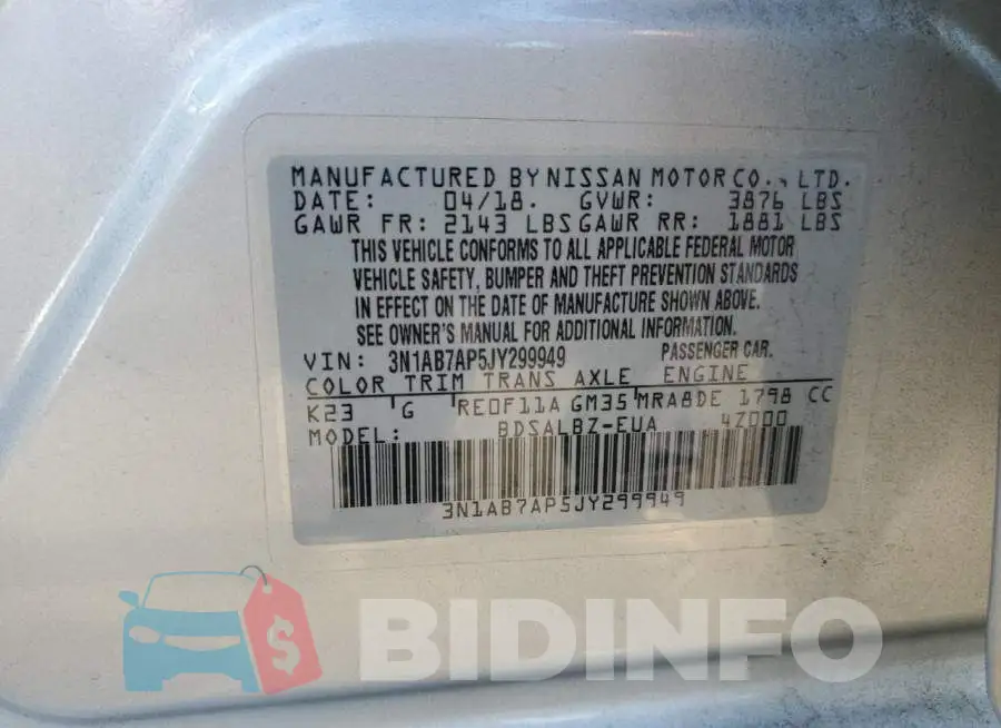3N1AB7AP5JY299949 Photo# 12