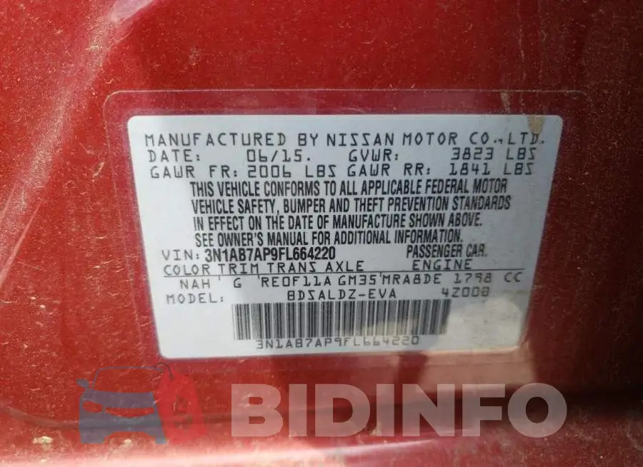 3N1AB7AP9FL664220 Photo# 12