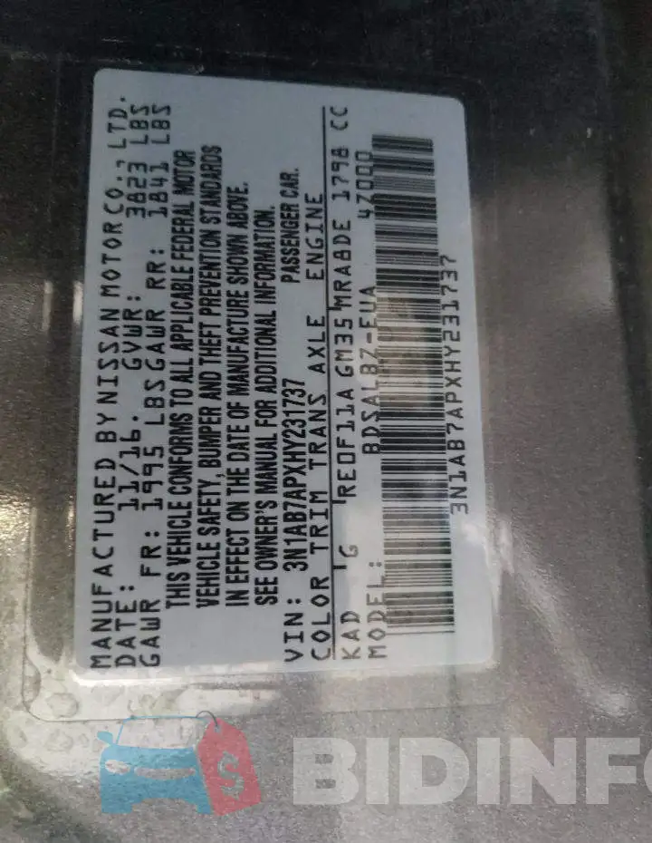 3N1AB7APXHY231737 Photo# 12