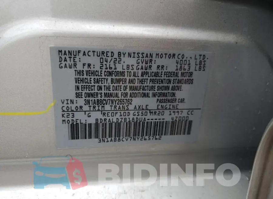 3N1AB8CV7NY265762 Photo# 12
