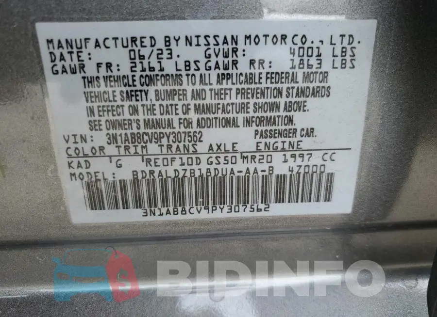 3N1AB8CV9PY307562 Photo# 12