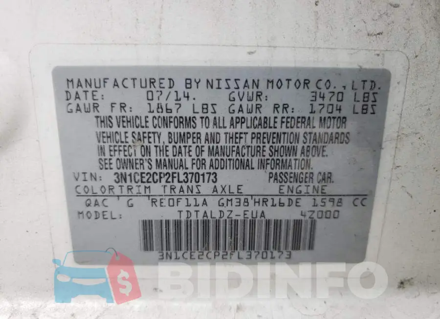 3N1CE2CP2FL370173 Photo# 12