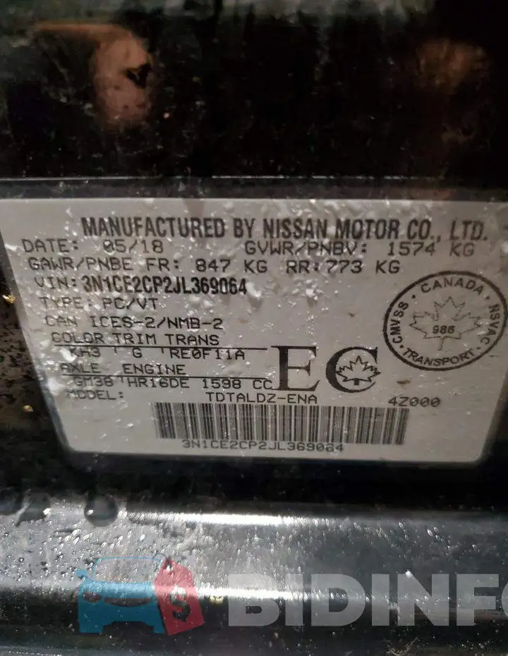3N1CE2CP2JL369064 Photo# 13