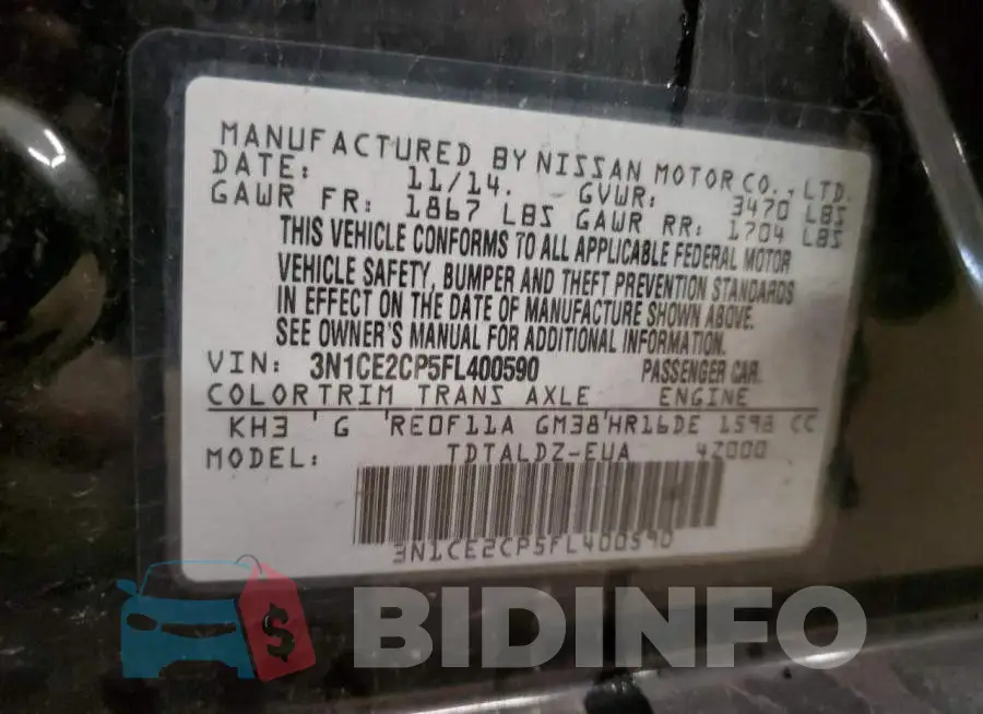 3N1CE2CP5FL400590 Photo# 12
