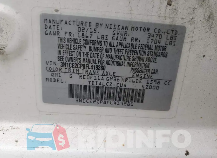 3N1CE2CP8FL419280 Photo# 12