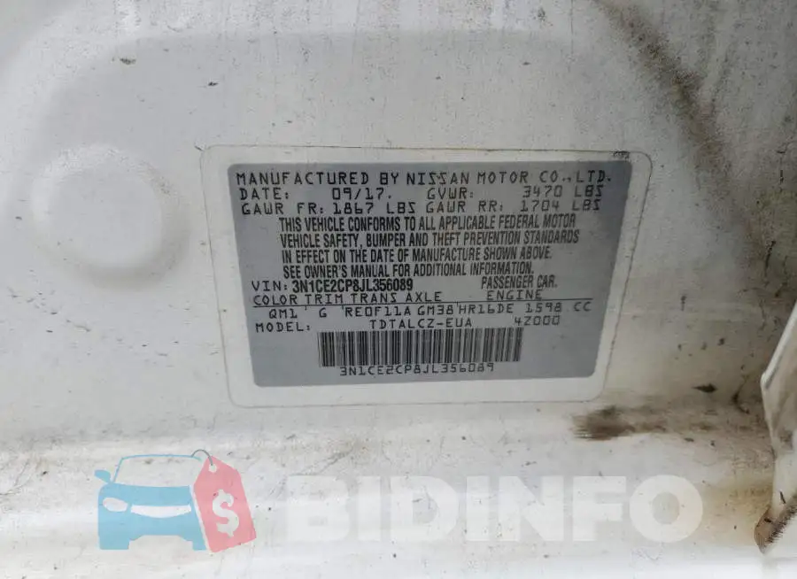 3N1CE2CP8JL356089 Photo# 12