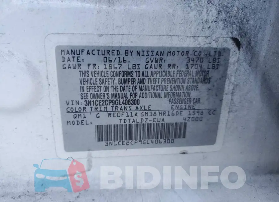 3N1CE2CP9GL406300 Photo# 12