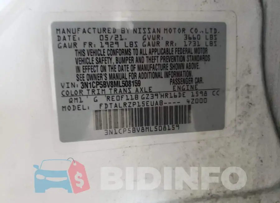 3N1CP5BV8ML508159 Photo# 12