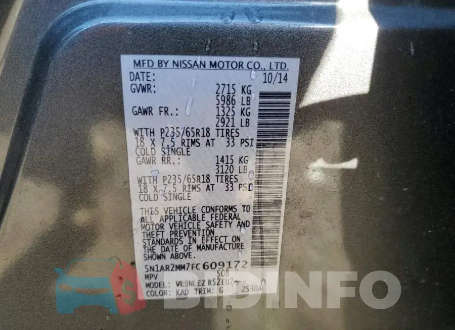 5N1AR2MM7FC609172 Photo# 14