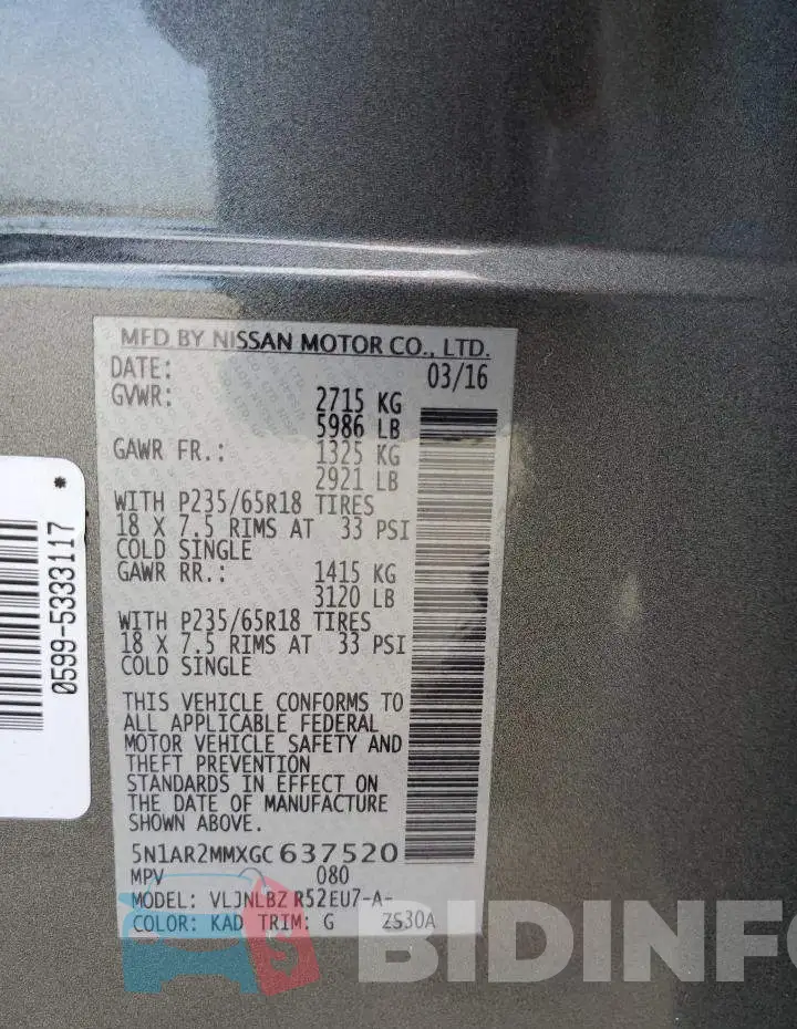5N1AR2MMXGC637520 Photo# 13