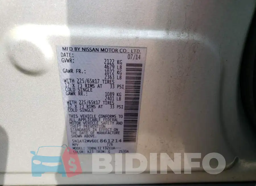 5N1AT2MV6EC861214 Photo# 13